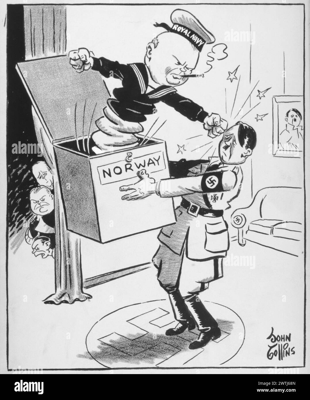 Cartoon - Adolfs Geburtsgeschenk. John Collins (1917-2007) Stockfoto