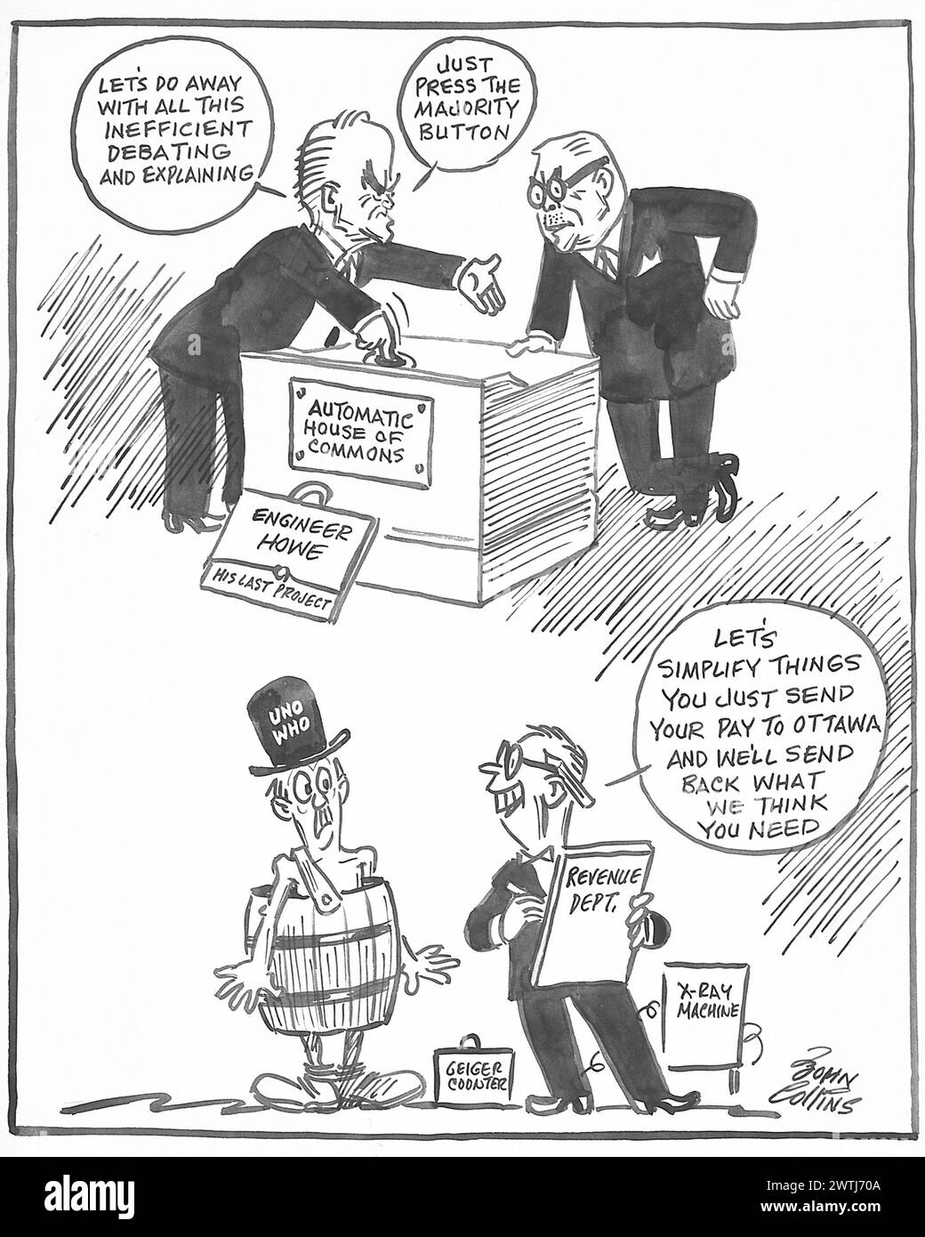 Cartoon - das Zeitalter der Automatisierung. John Collins (1917-2007) Stockfoto