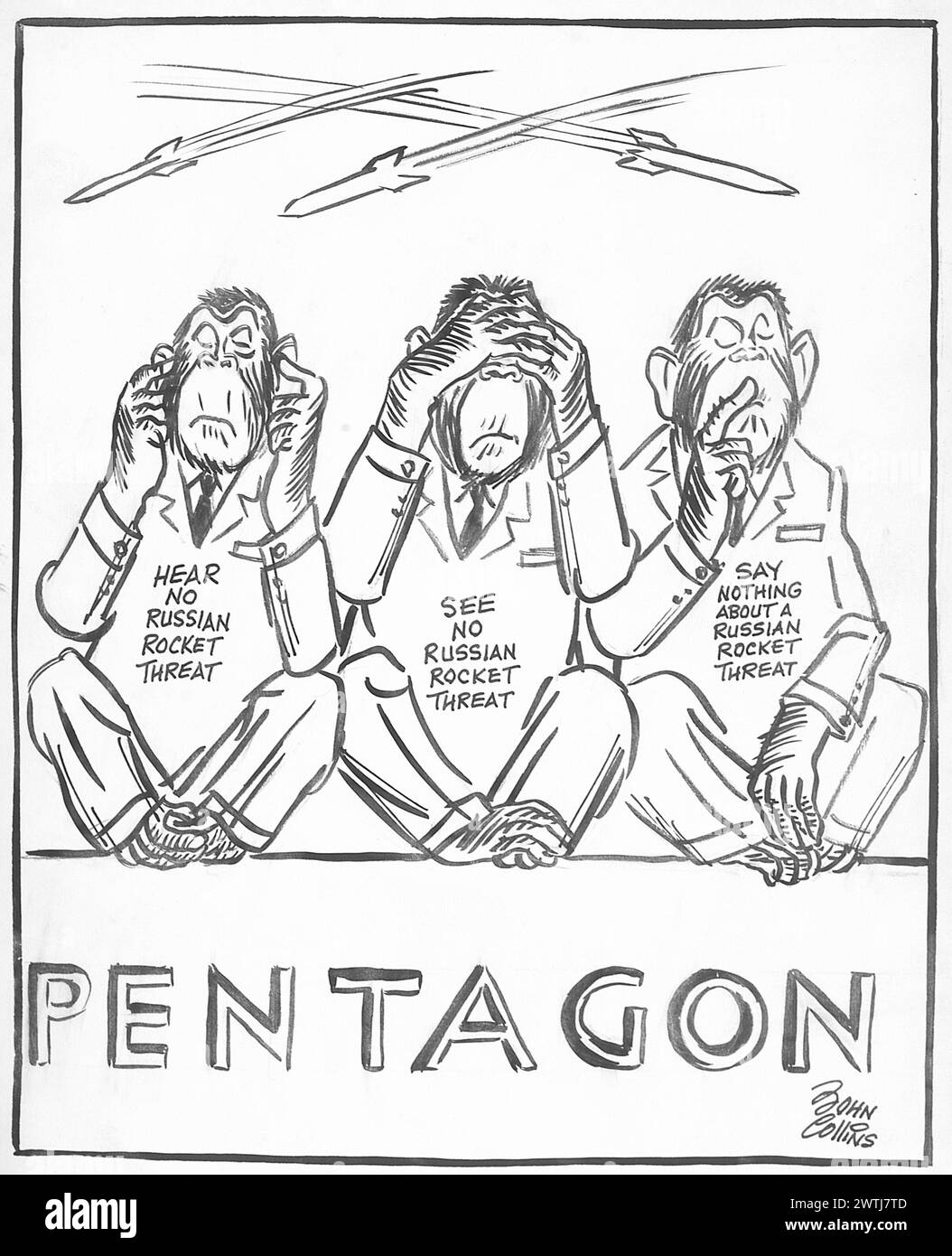 Cartoon - mehr US-Weltraumaffen. John Collins (1917-2007) Stockfoto