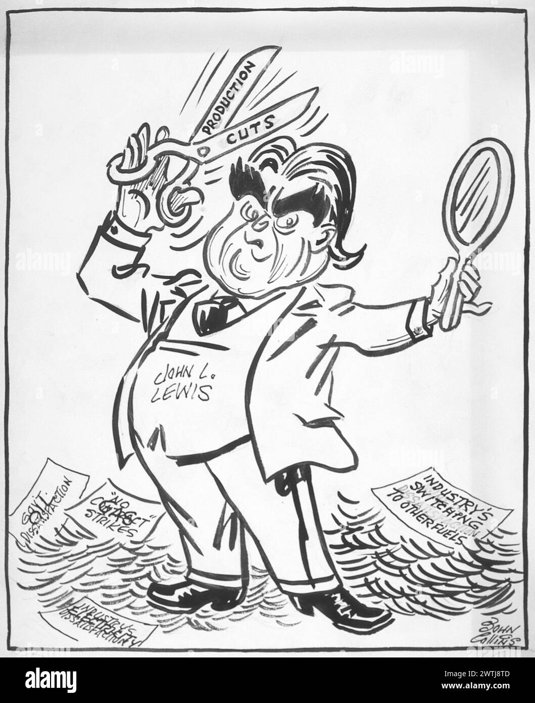 Cartoon - dieser Samson schneidet sich die Haare selbst. John Collins (1917-2007) Stockfoto