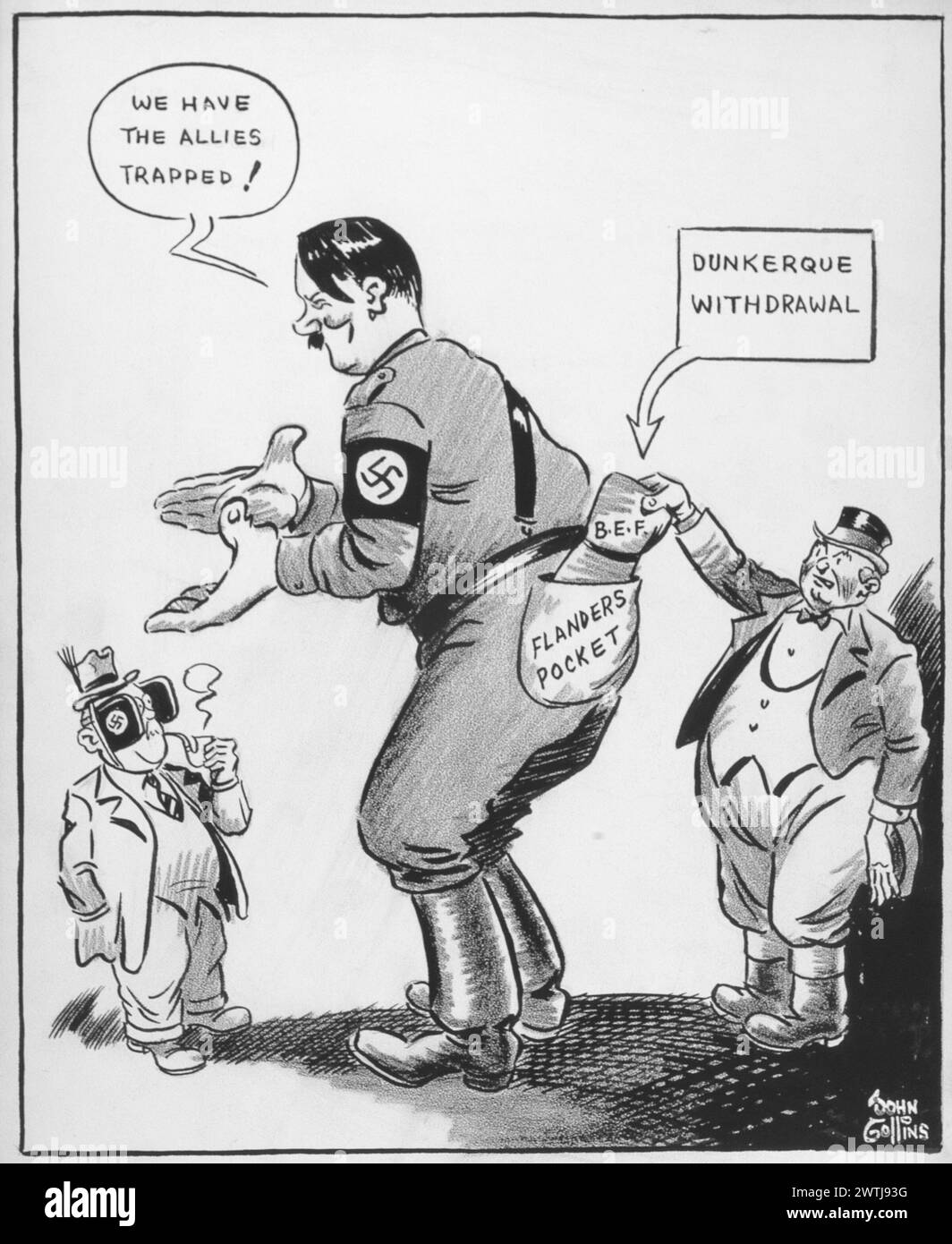 Cartoon - Adolf's Pocket aussuchen. John Collins (1917-2007) Stockfoto