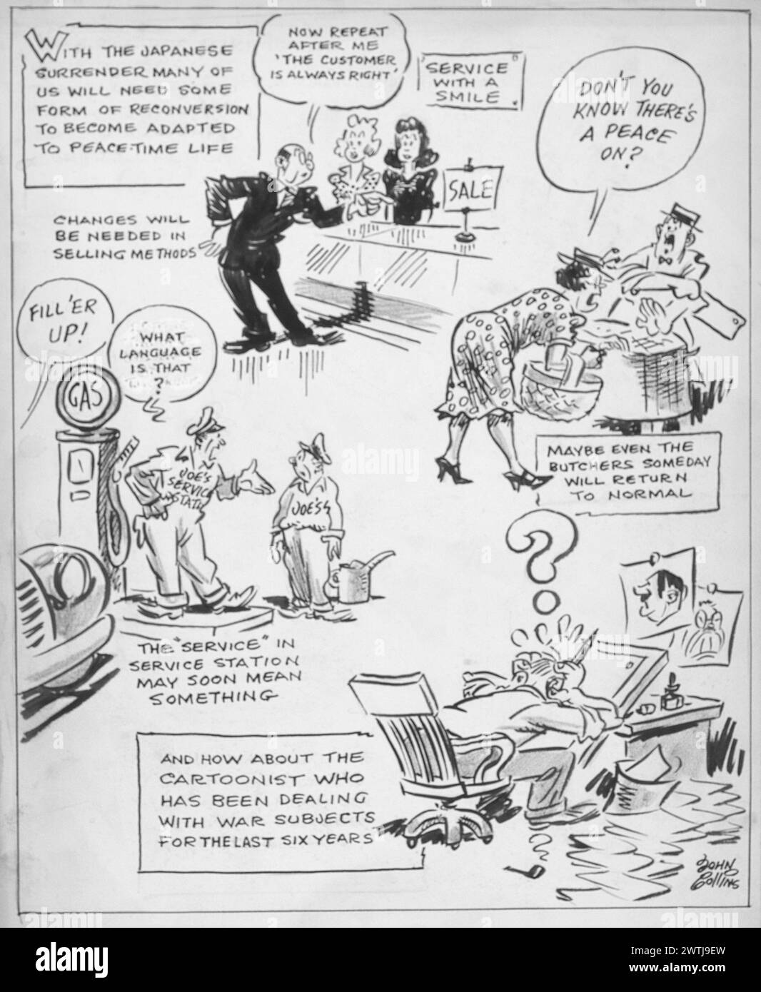 Cartoon - Probleme und Umbau. John Collins (1917-2007) Stockfoto