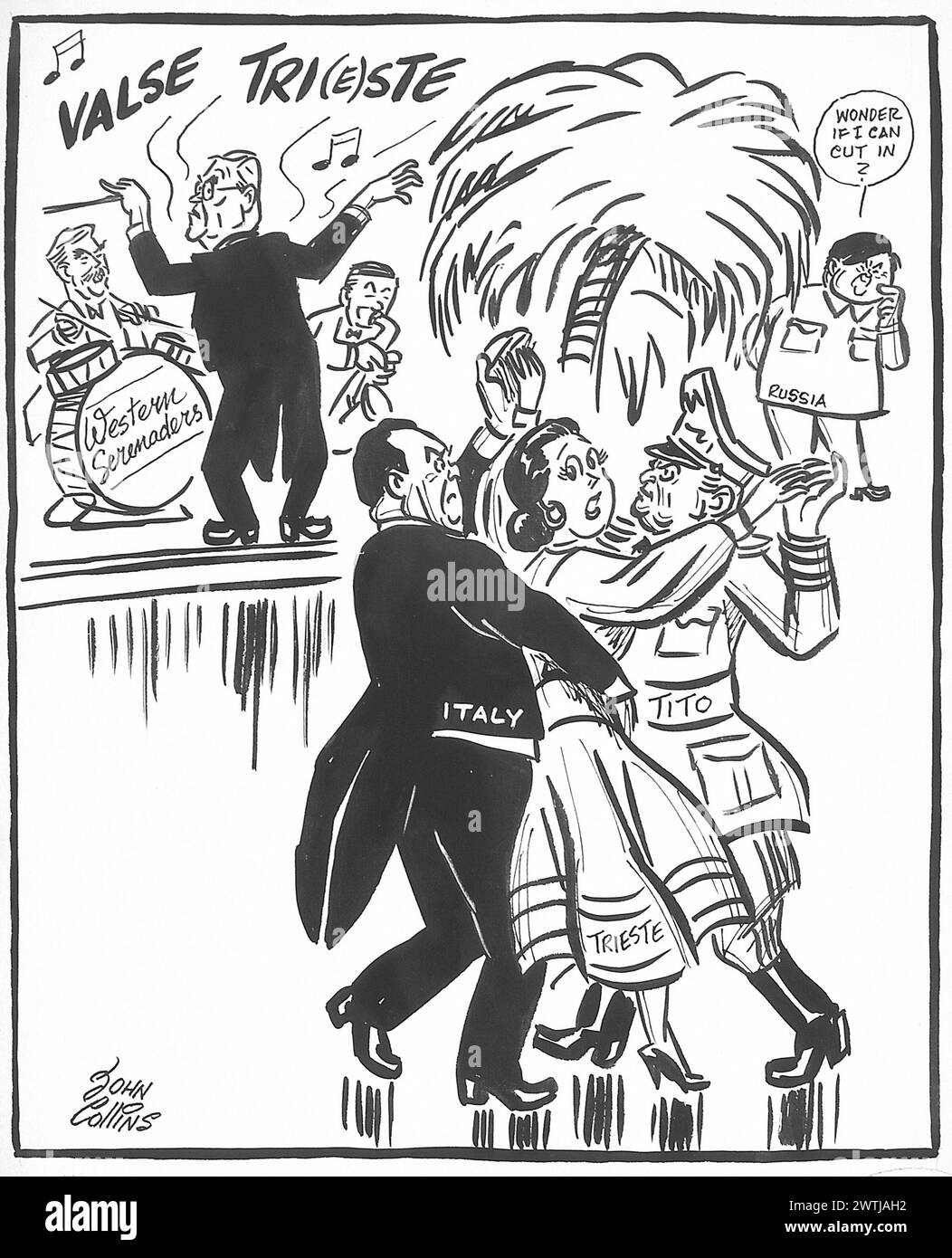 Cartoon - und Niemand will einen Schritt zurück machen. John Collins (1917-2007) Stockfoto