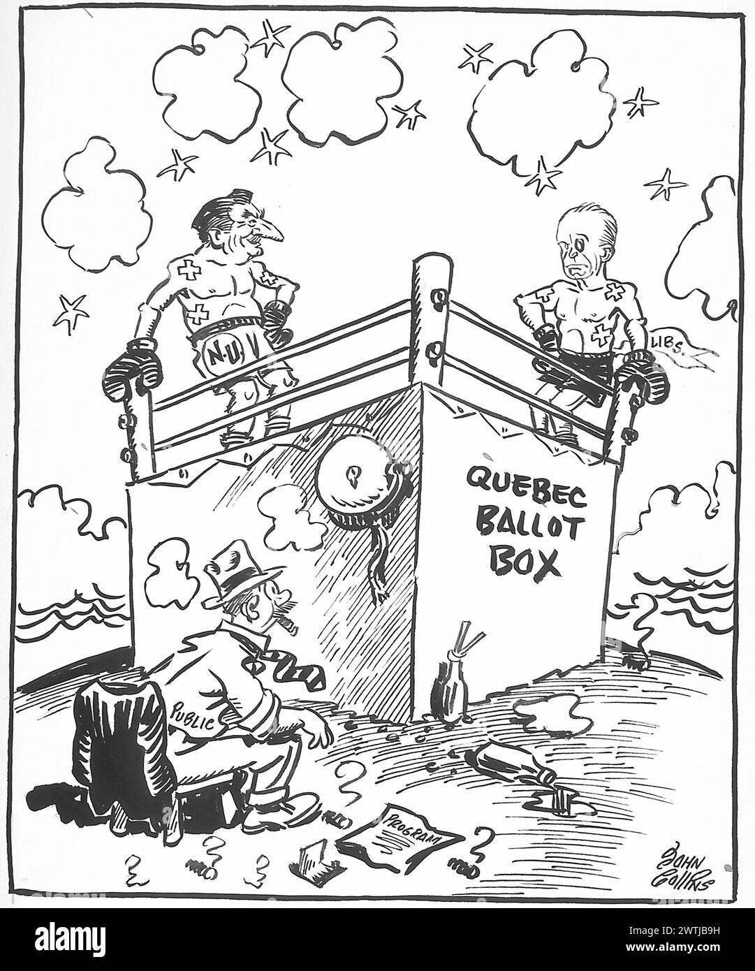 Cartoon - Warten auf die Entscheidung. John Collins (1917-2007) Stockfoto