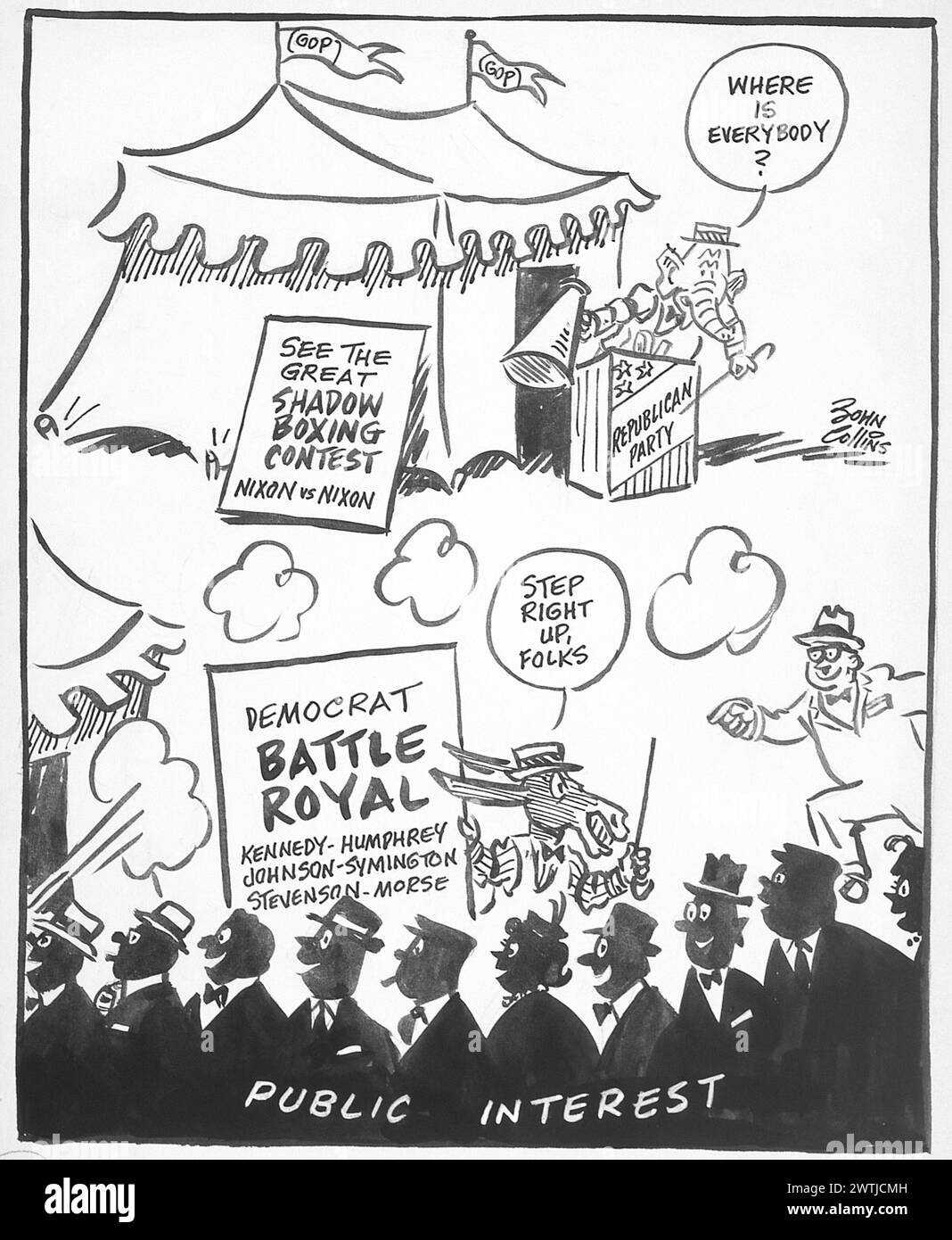 Cartoon - Die Wahlsendungen. John Collins (1917-2007) Stockfoto