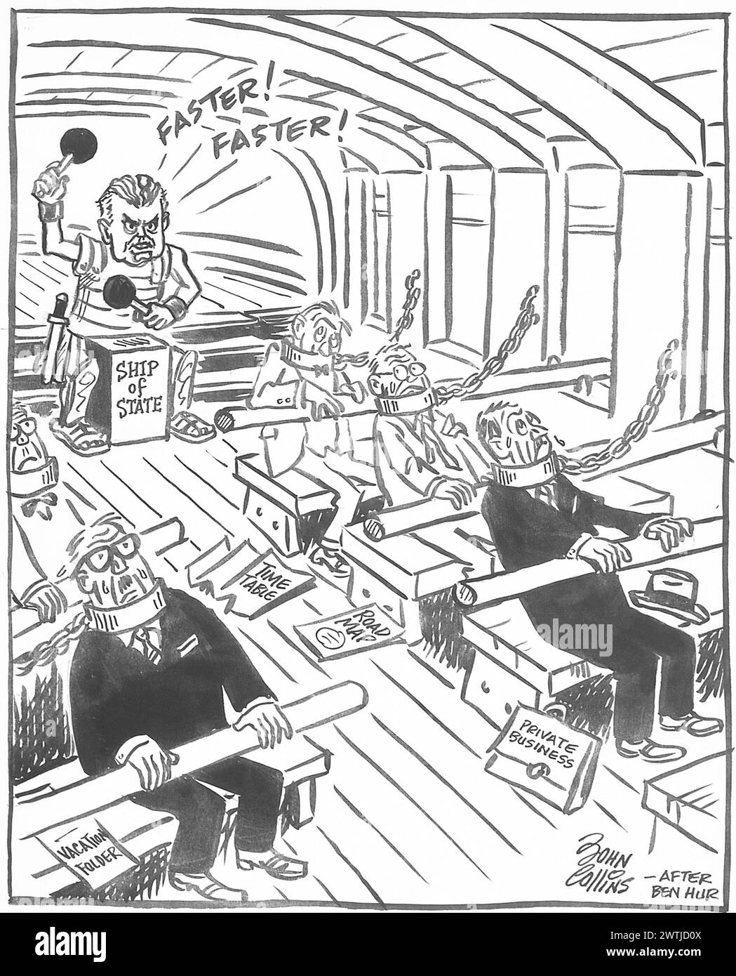 Cartoon - Back Bencher's View of a Summer Session. John Collins (1917-2007) Stockfoto