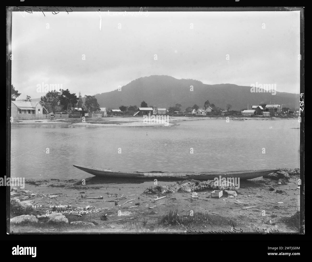 Ohinemutu-Gelatine-Trockenplatte-negative, Schwarzweiß-negative Stockfoto