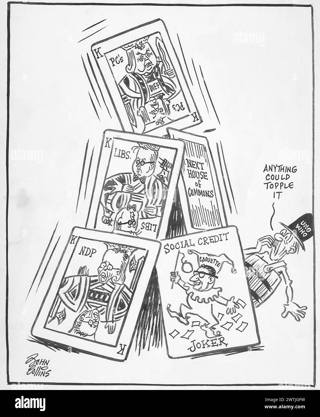 Cartoon - House of Cards. John Collins (1917-2007) Stockfoto