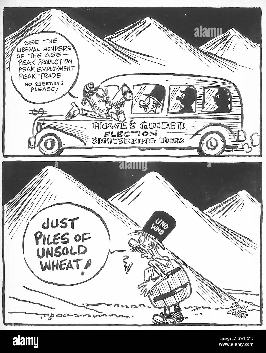 Cartoon - jetzt sehen wir uns genauer an. John Collins (1917-2007) Stockfoto