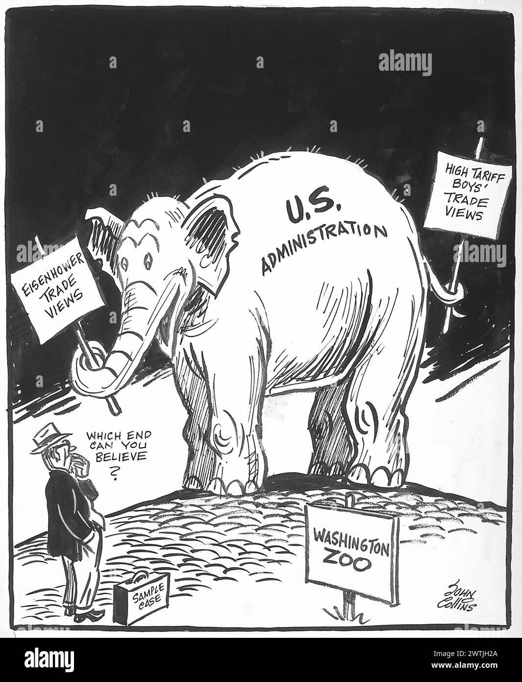 Cartoon - Elephant: Ein Tier mit einer Geschichte an beiden Enden John Collins (1917–2007) Stockfoto