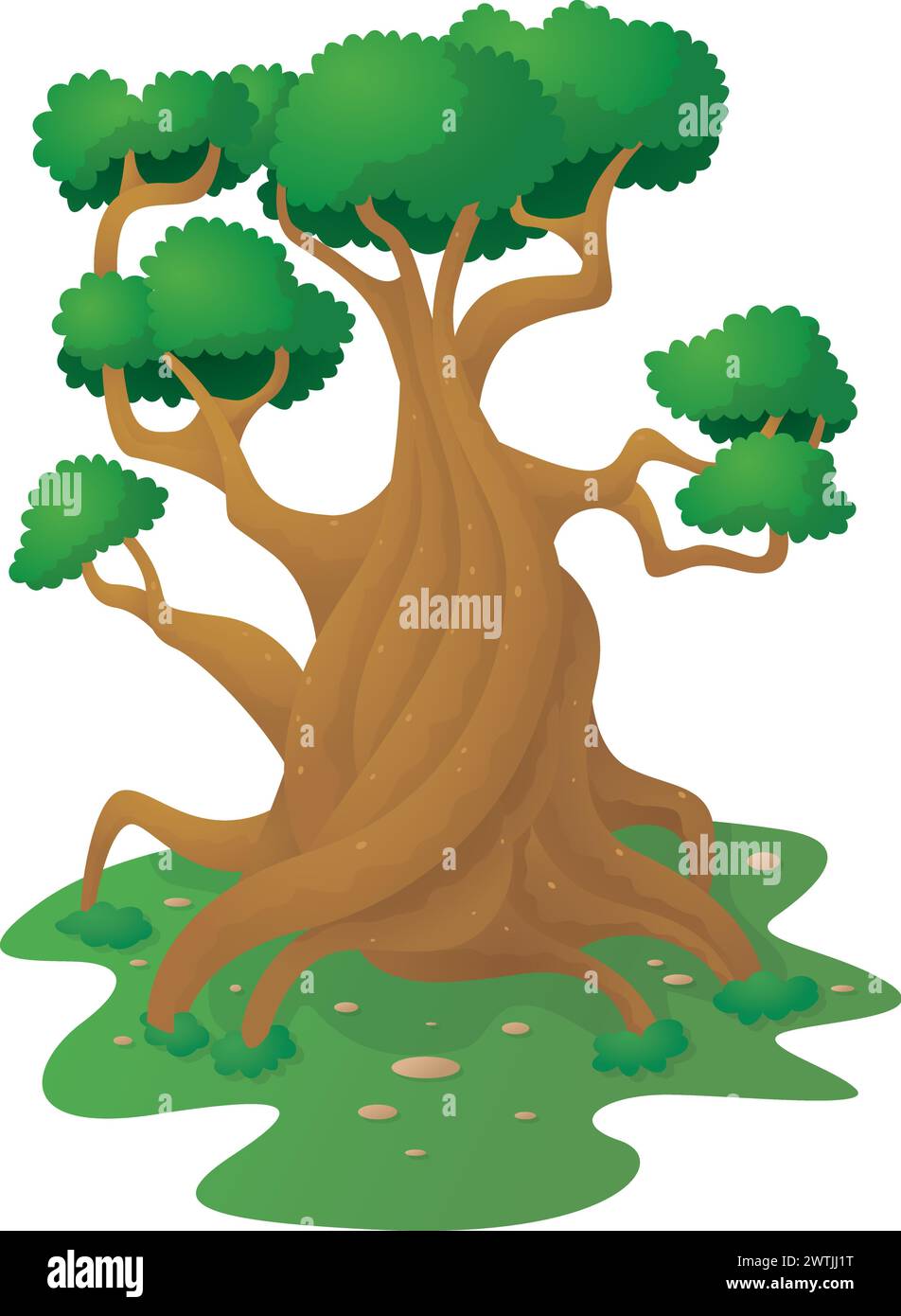 Großer Einsamer Baum-Cartoon, Vektor-Illustration Stock Vektor