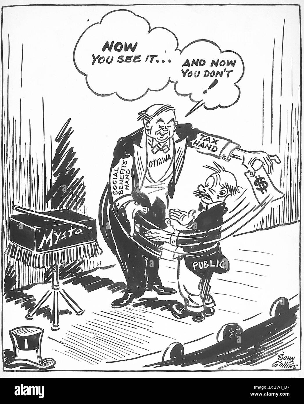 Cartoon - mit dem Schlitten. John Collins (1917-2007) Stockfoto