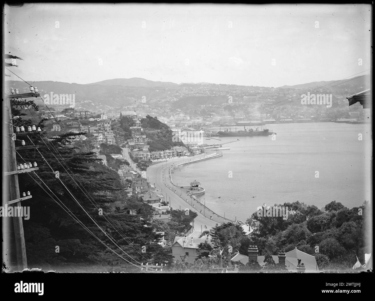 Wellington und Umgebung - Nummer 3, Mai 1923 Schwarzweiß-negative, Stadtansichten, Gelatine-Trockenplatten-negative Stockfoto