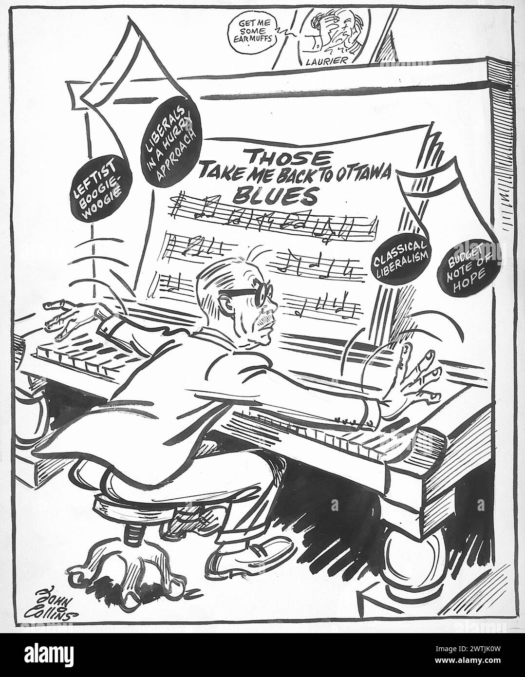 Cartoon - Höchste Zeit Er Lässt Seine Rechte Hand Wissen, Was Seine Linke Tut. John Collins (1917-2007) Stockfoto