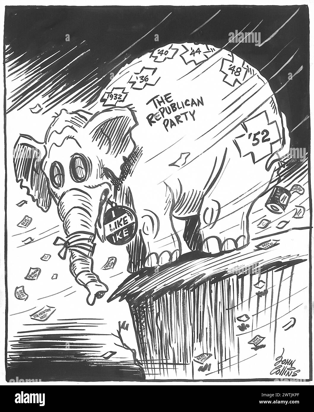 Cartoon - Der Verschwindende Amerikaner. John Collins (1917-2007) Stockfoto