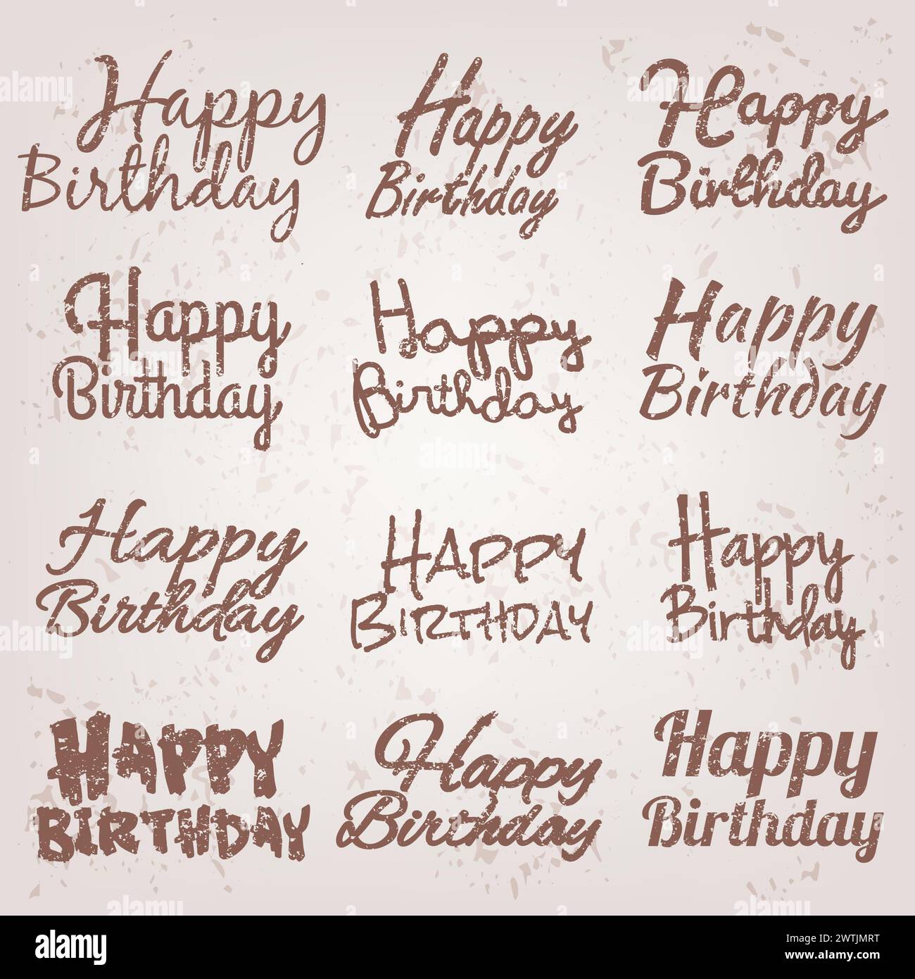 Satz von Happy Birthday's Vintage Text, Vektor-Illustration Stock Vektor