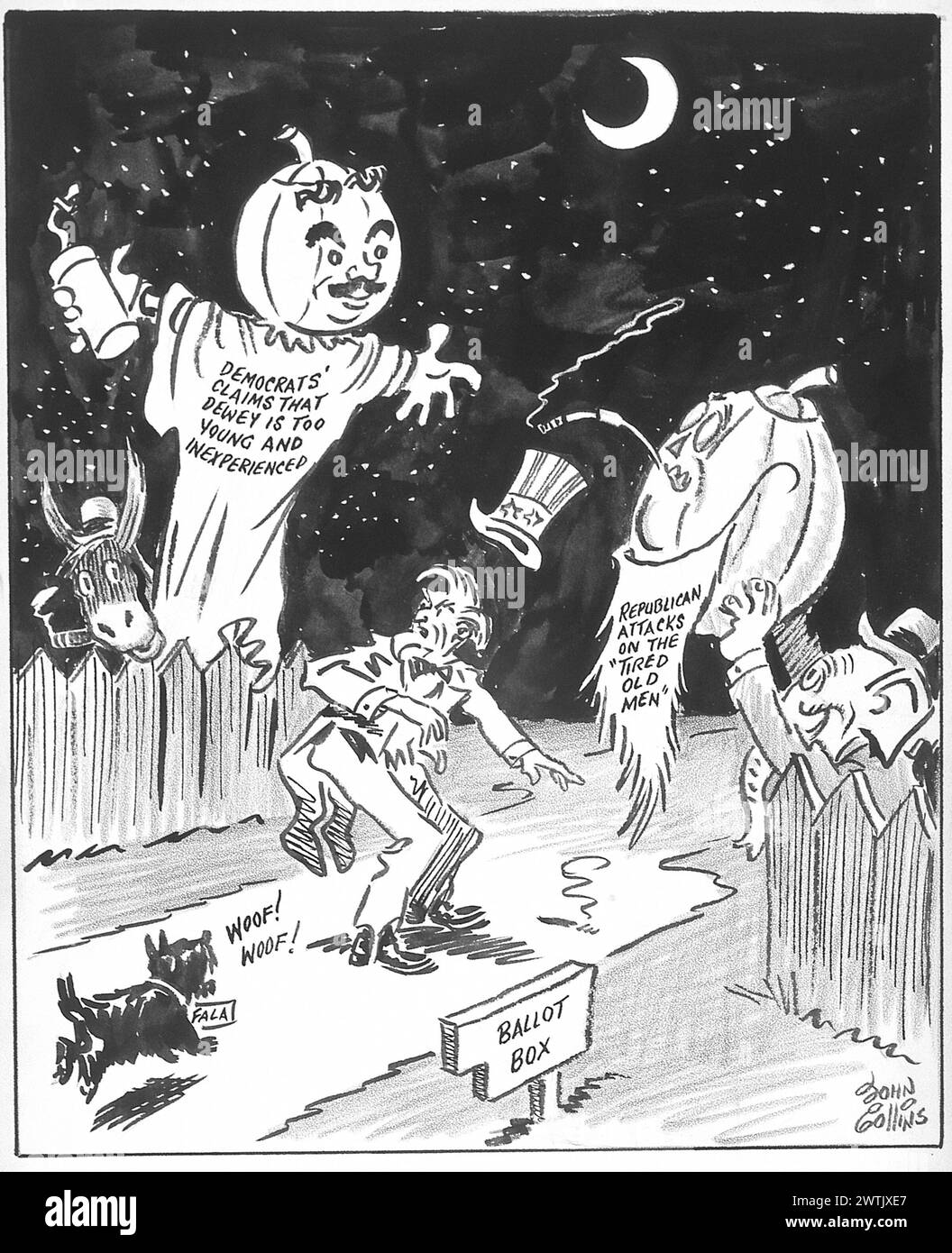 Cartoon - Hallowe'en südlich der Grenze. John Collins (1917-2007) Stockfoto