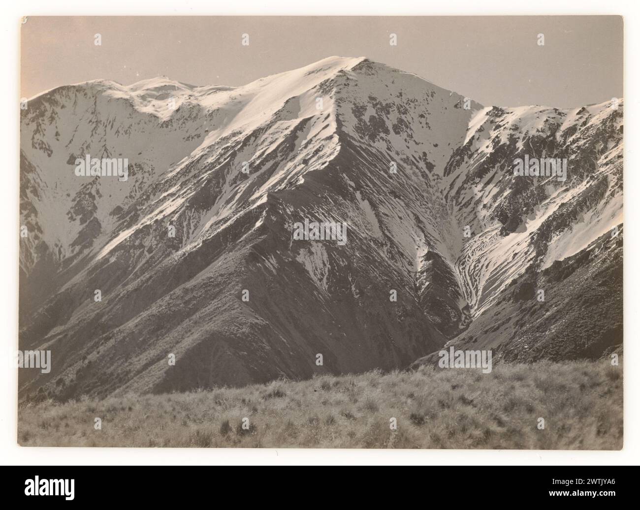 MT Torlesse Schwarz-weiß-Drucke, Gelatinedruck Stockfoto