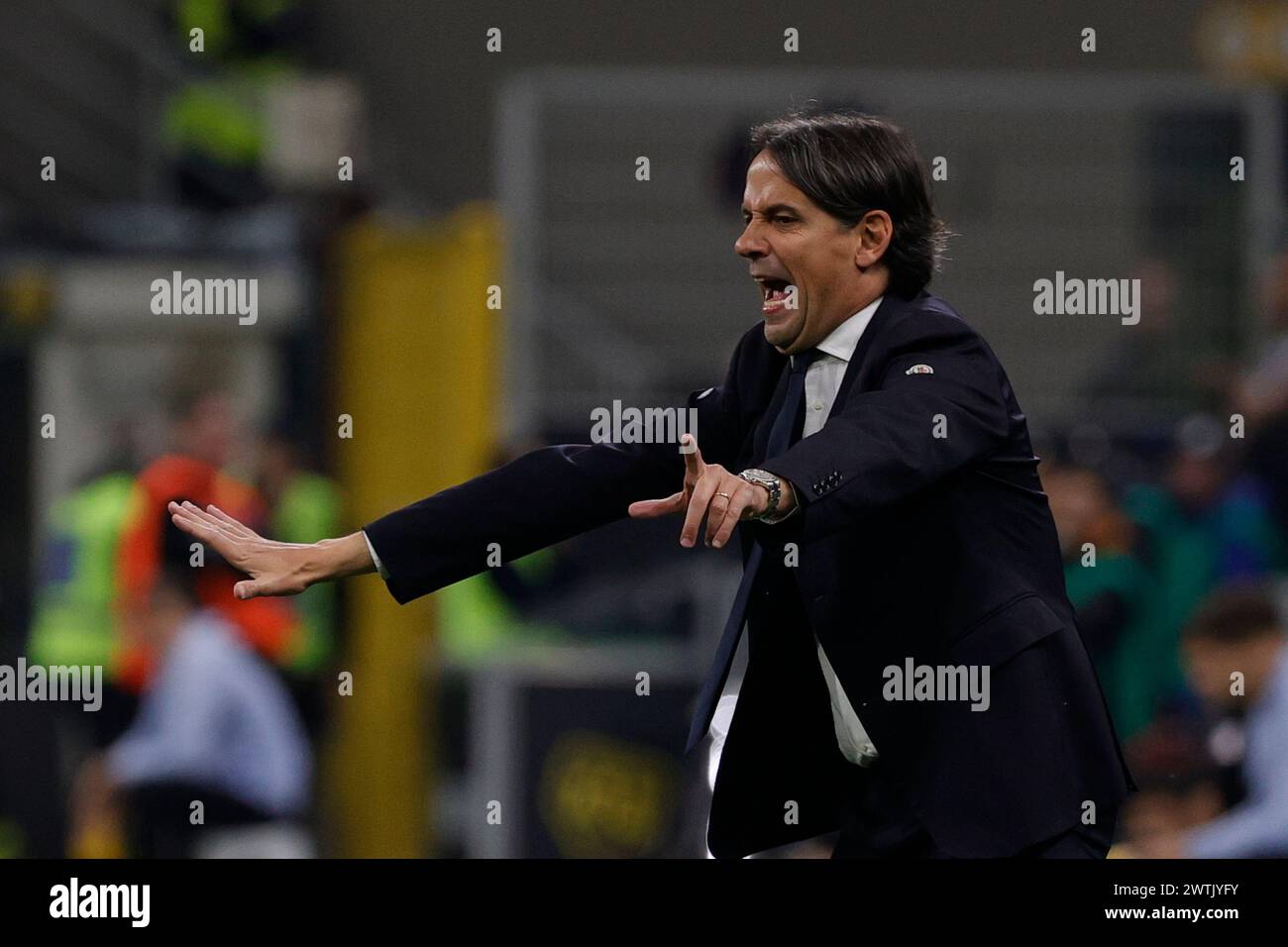 Simone Inzaghi Trainer von Inter während des Fußballspiels der Serie A Inter FC Napoli - Stadio Meazza am 17. Februar 2024 in Mailand, Italien. Stockfoto