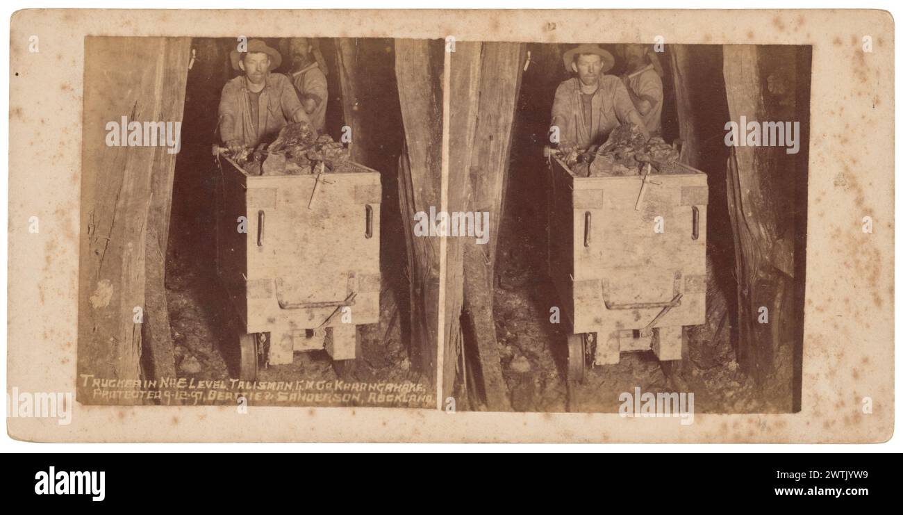 Trucker in Nr. 3-stufige stereoskopische Fotos, Schwarzweißdrucke Stockfoto