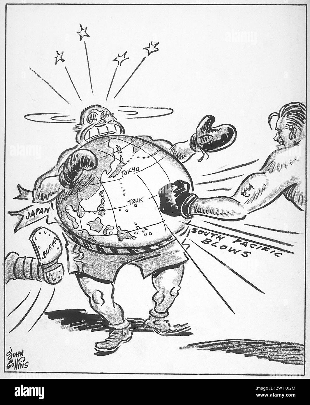 Cartoon - Ein bisschen mehr als das Gesicht verlieren. John Collins (1917-2007) Stockfoto