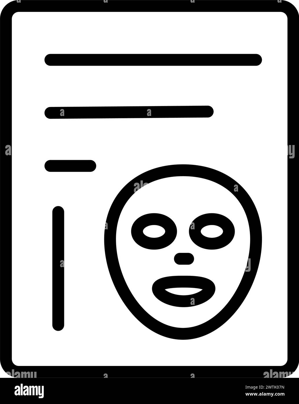 Gesichtsmaske Hautpflege, Spa Pflege. Kosmetologie, Medizin und Gesundheitswesen. Vektordarstellung im Konturstil. Stock Vektor