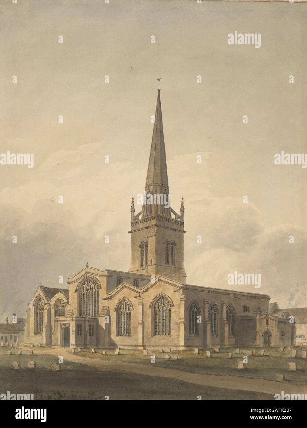 S.W. Blick auf St.. Helen's Church, Abingdon, Berkshire Aquarelle, arbeitet auf Papier Stockfoto