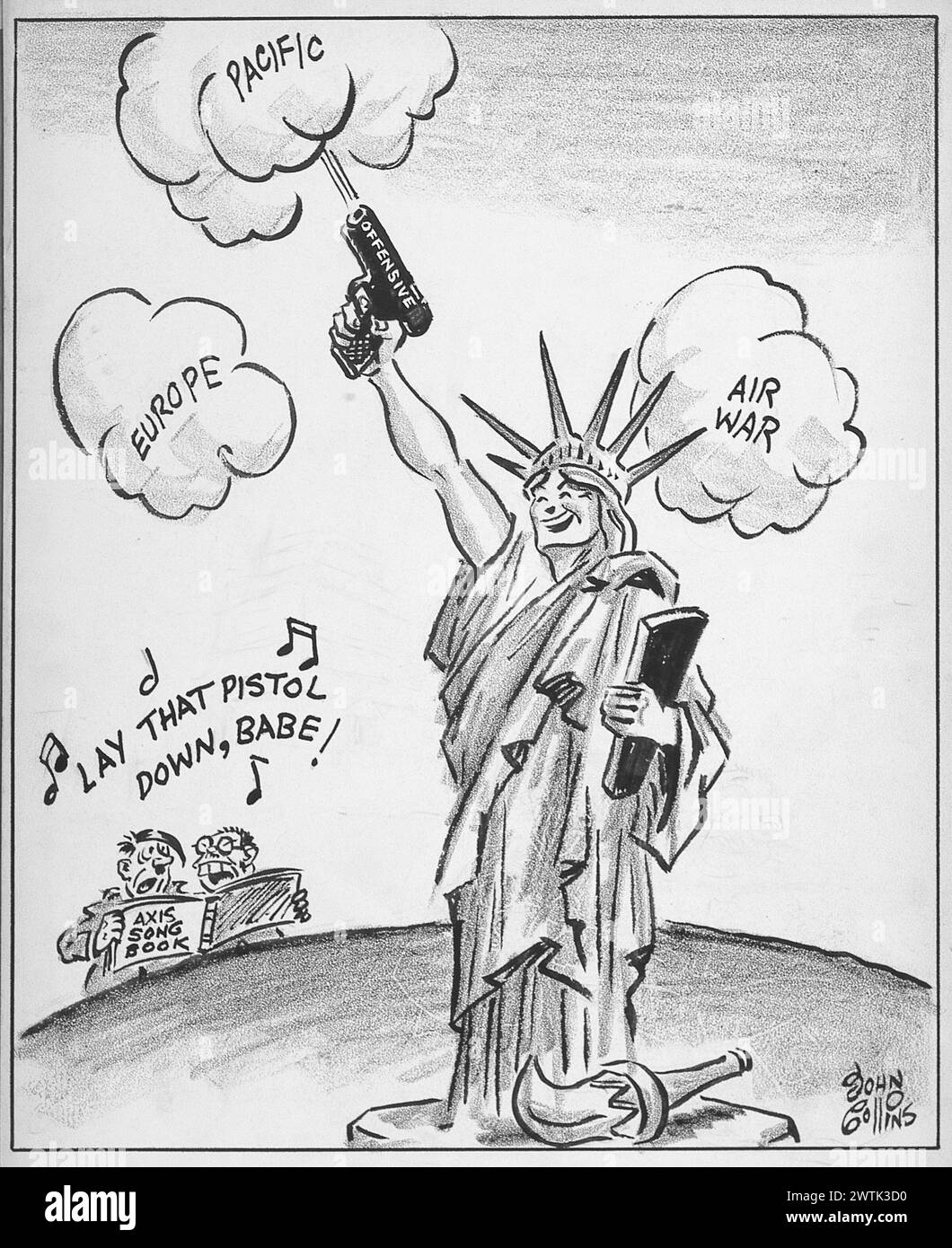 Cartoon - Pistolenpacker Mama. John Collins (1917-2007) Stockfoto