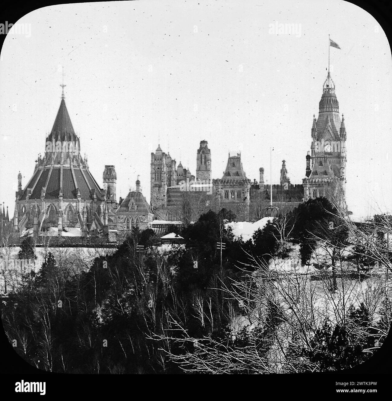 Transparenz - Parliament Hill im Winter, Ottawa, ON, um 1910 Stockfoto