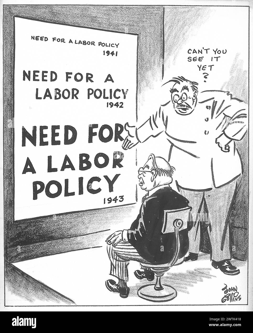 Cartoon - die Schrift auf der Wand. John Collins (1917-2007) Stockfoto