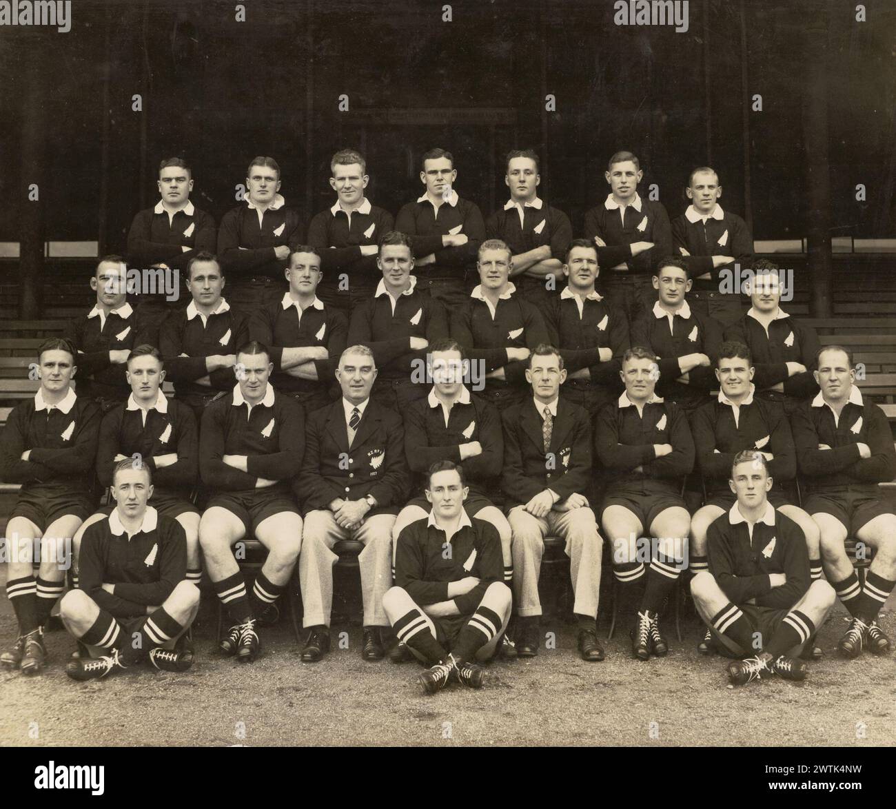 All Blacks - Australian Tour, 1938 Gelatinedruckdrucke, Schwarzweißdrucke, Gruppenporträts Stockfoto