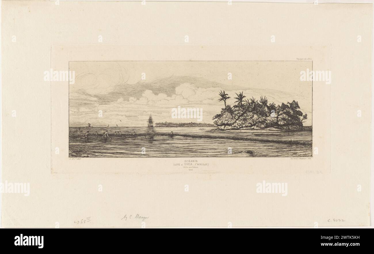 Océanie: Îlots a Uvea (Wallis): pêche aux palmes, 1845. Drucke, Radierungen, Trockenspitzen, Arbeiten auf Papier Stockfoto
