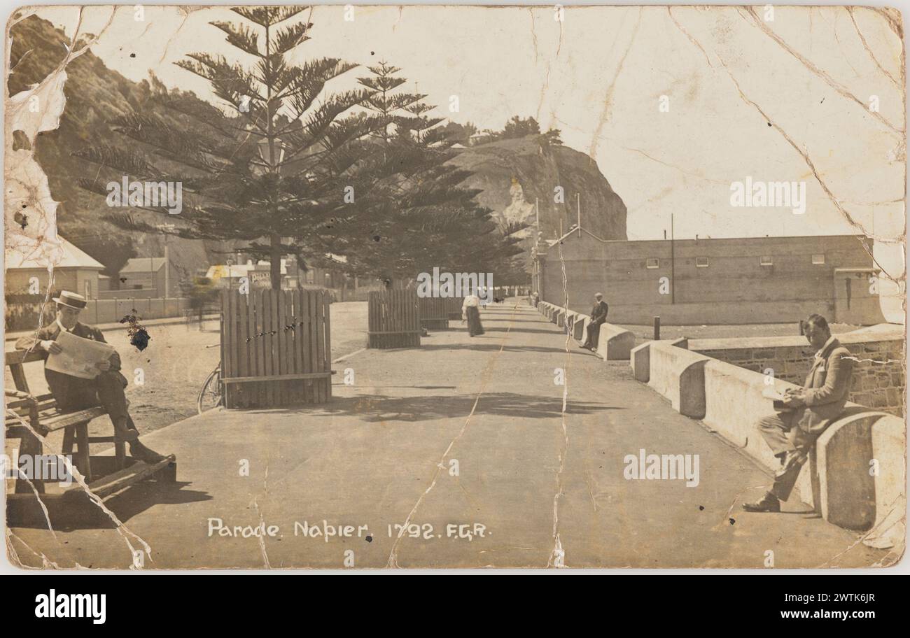 Marine Parade, Napier. Fotografische Postkarten Stockfoto