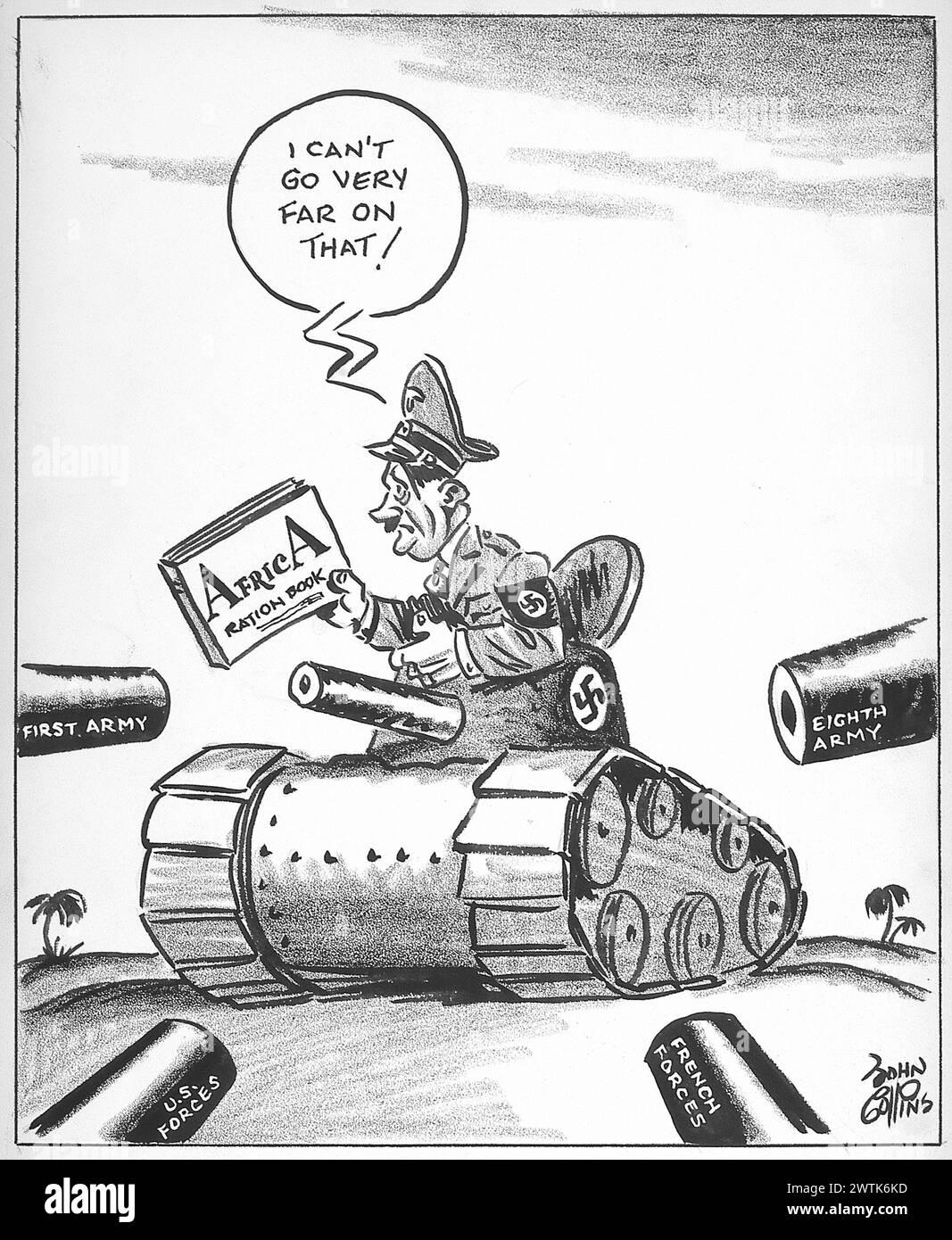 Cartoon - Adolfs AA-Buch. John Collins (1917-2007) Stockfoto