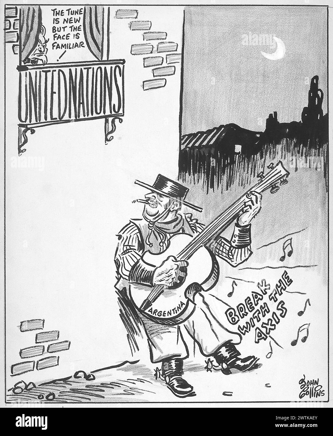 Cartoon - die Gauchos Serenade. John Collins (1917-2007) Stockfoto