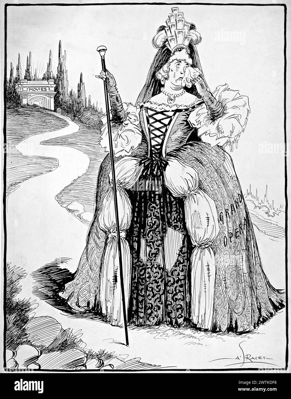 Cartoon - Grand Opera, Over the Hill and the Movie House Arthur George Racey (1870-1941) Stockfoto