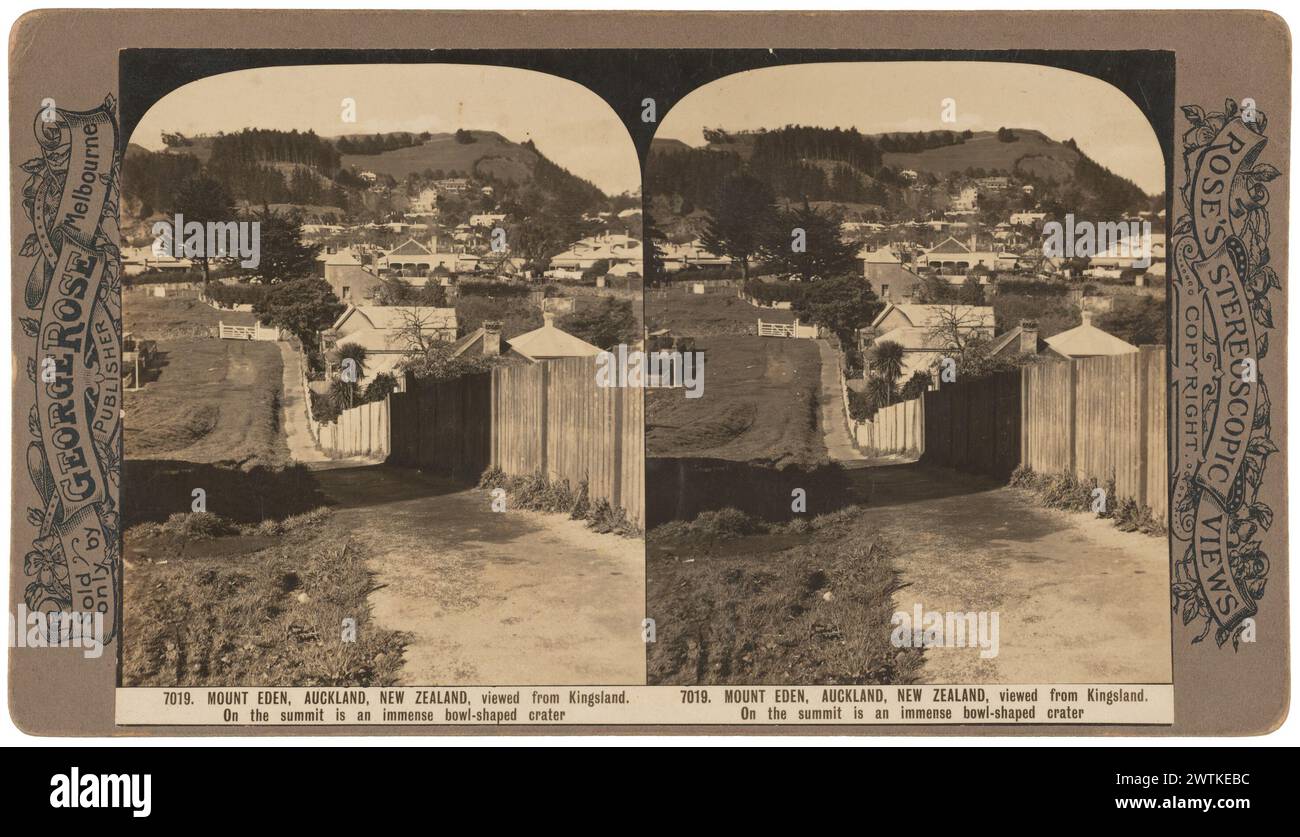 Mount Eden, Auckland stereoskopische Fotos, Schwarzweißdrucke Stockfoto