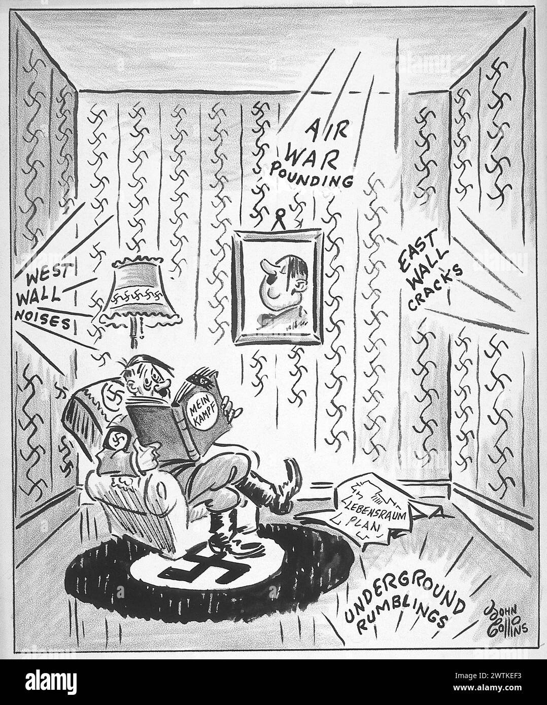 Cartoon - das Haus, das Adolf gebaut hat. John Collins (1917-2007) Stockfoto
