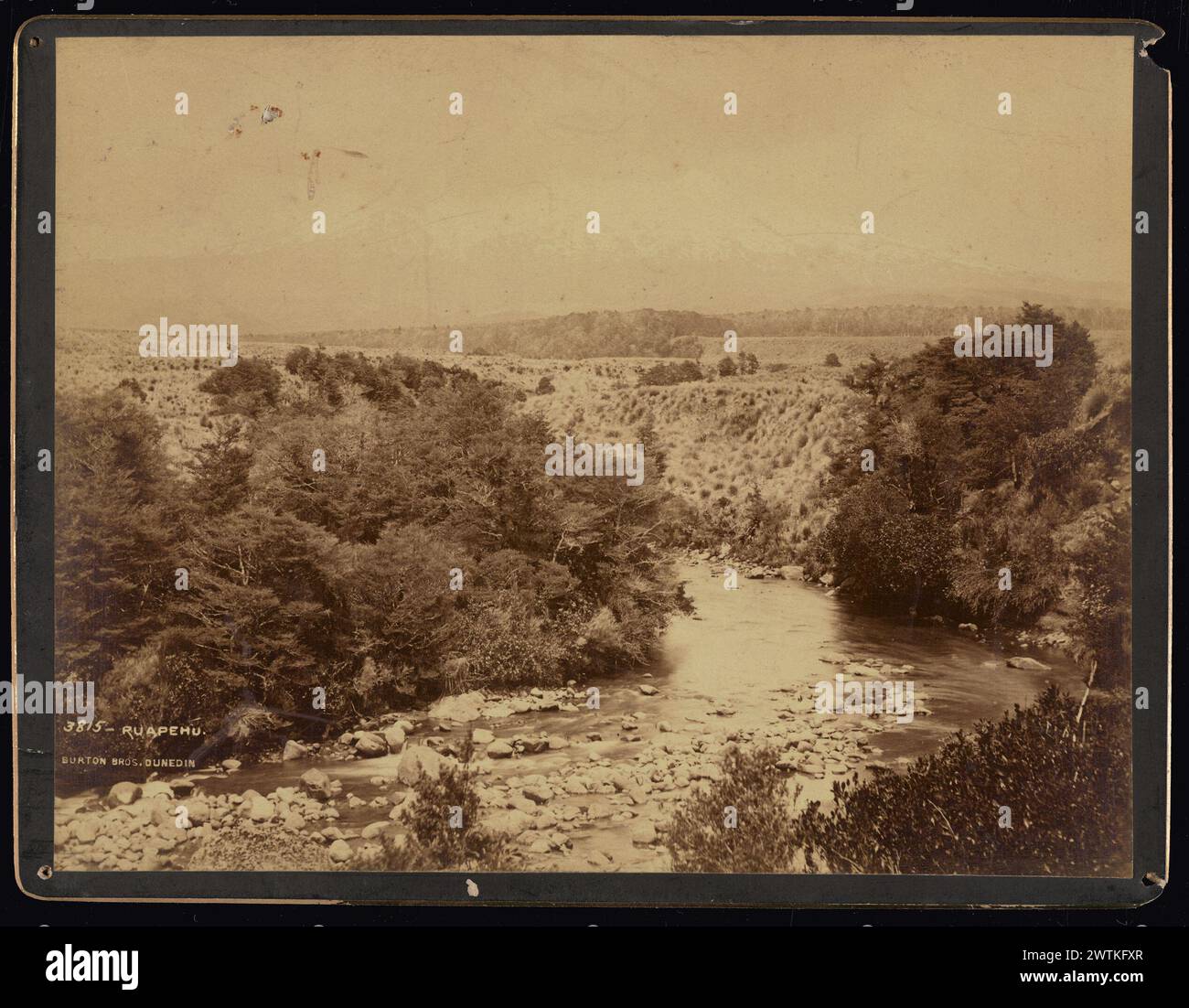 Ruapehu-Fotodrucke, Albumendrucke, Vintage-Drucke, Schwarzweißdrucke Stockfoto