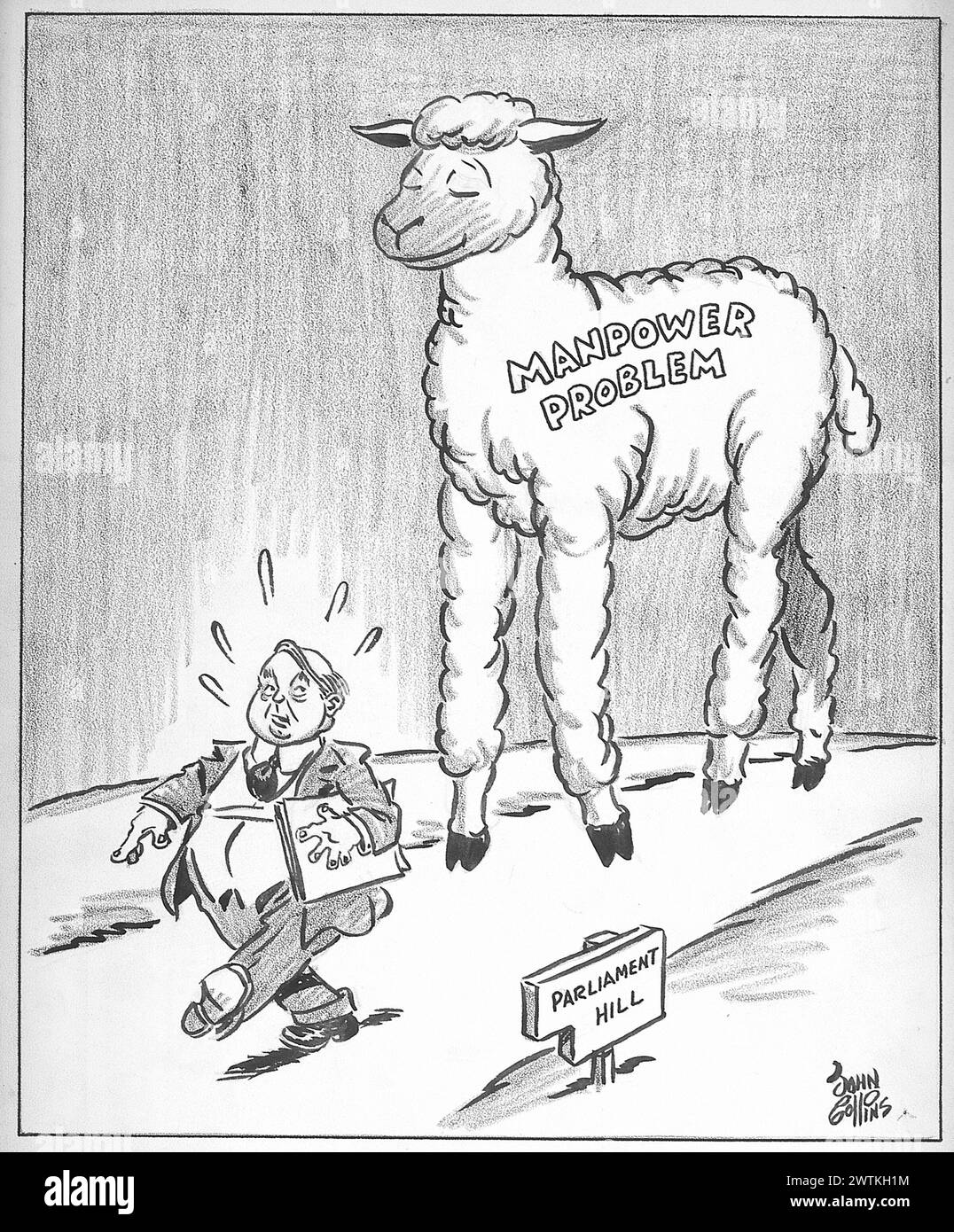 Cartoon - Willie Had a Little Lamb John Collins (1917–2007) Stockfoto