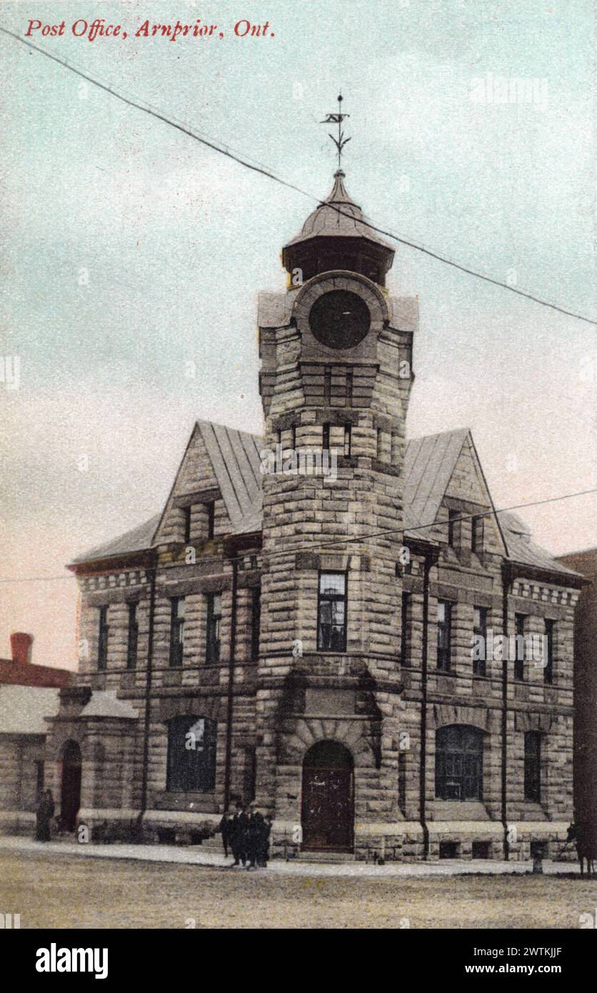 Kollotype - Postamt, Arnprior, ON, ca. 1910 Stockfoto