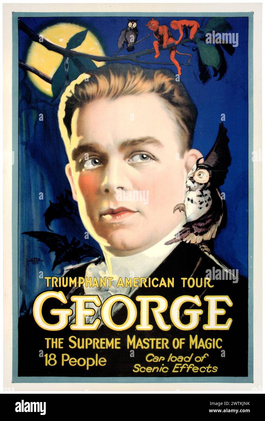 Zauberplakat - George der Oberste Meister der Magie Stockfoto