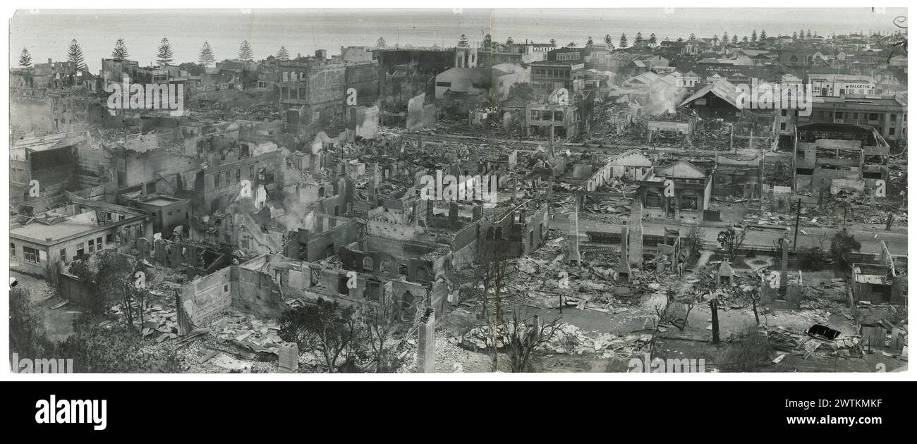 Napier nach dem Erdbeben in Hawke's Bay Schwarzweißdrucke, Gelatinedruckdrucke, Panoramen Stockfoto