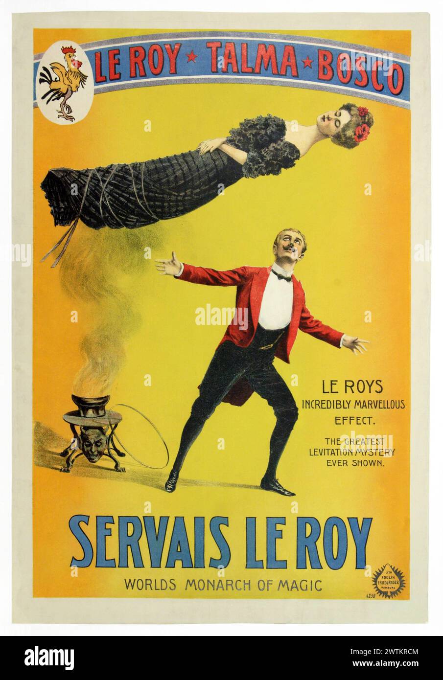 Magisches Poster - Le Roy-Talma-Bosco - Weltenmonarch der Magie Stockfoto