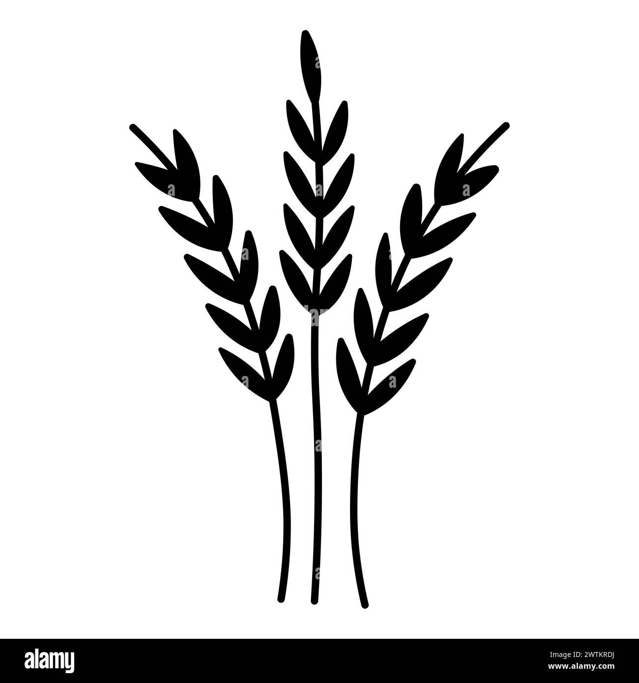 Schwarzes Vektor-Weizensymbol auf weißem Hintergrund Stock Vektor