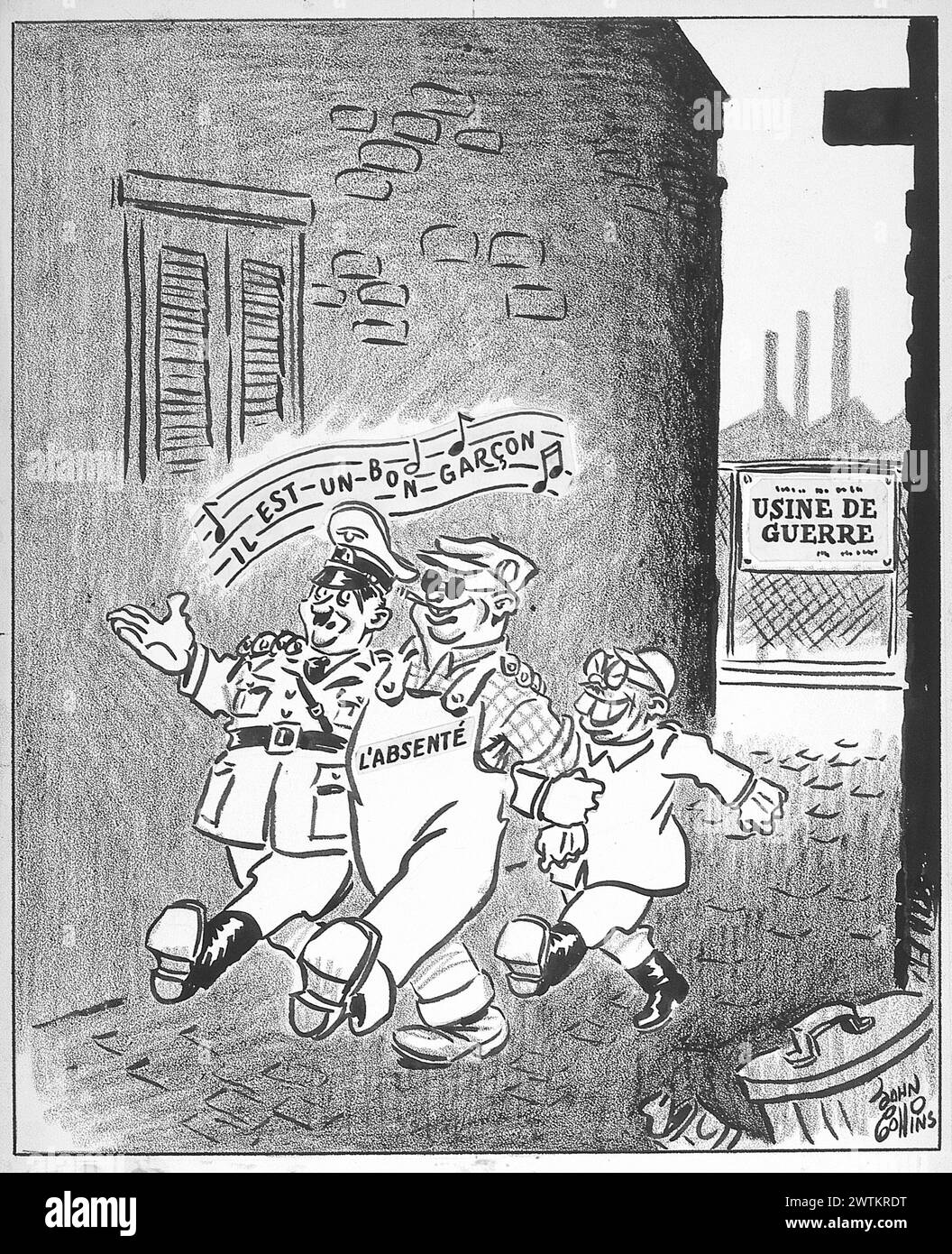 Cartoon - direkt auf Hitlers Gasse. John Collins (1917-2007) Stockfoto