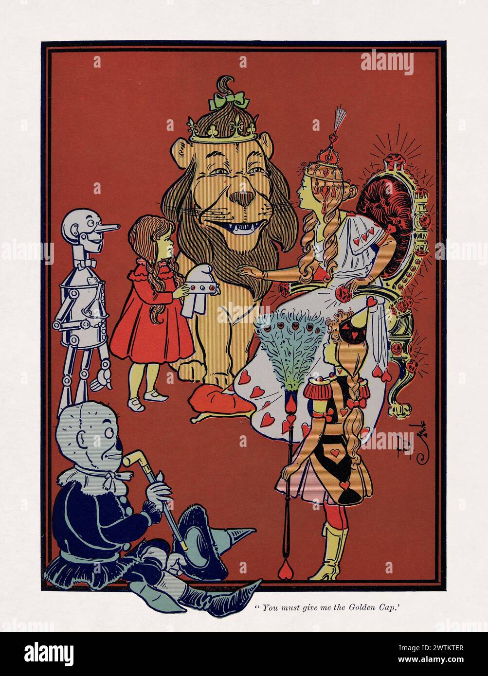 Illustration aus „The Wonderful Wizard of Oz“, einem Kinderroman von L. Frank Baum, der 1900 von W. W. Denslow illustriert wurde. Stockfoto