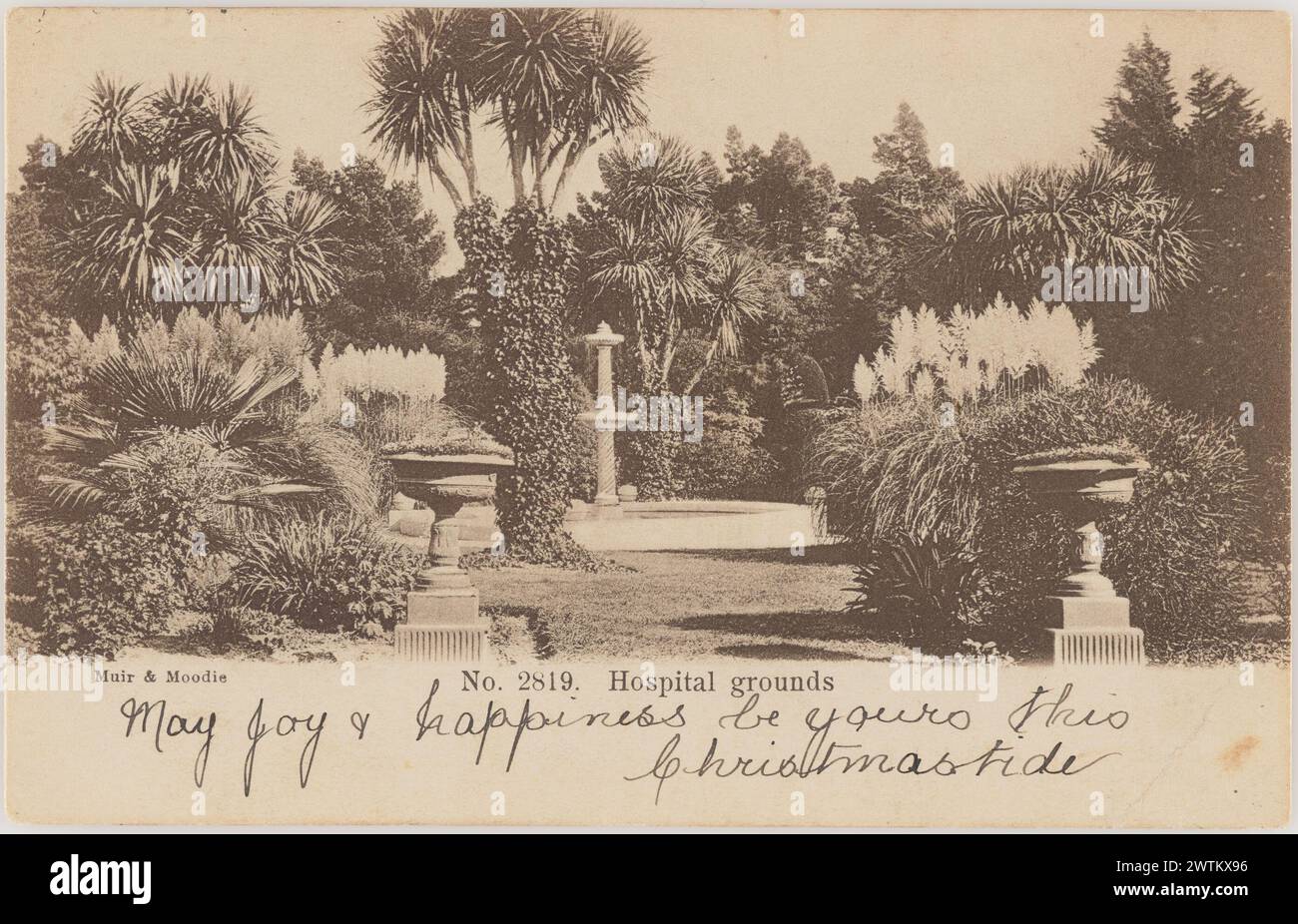 Krankenhausgelände. Fotografische Postkarten Stockfoto