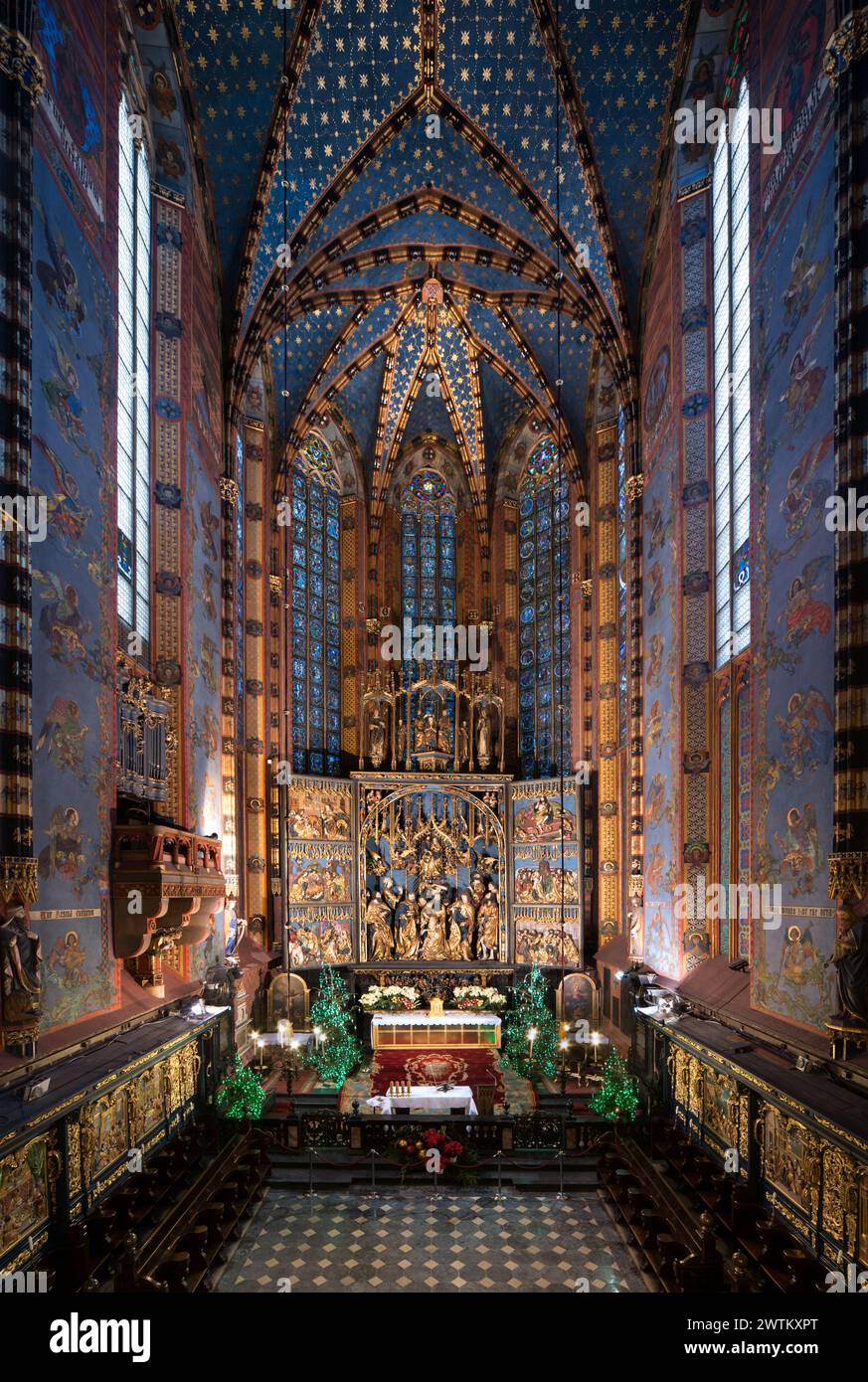 Veit Stoss Altaraufsatz, St. Marienkirche, Krakau, Altstadt, Polen Stockfoto