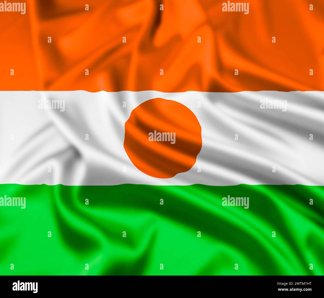 Die Flagge der Republik Niger mit Ripple-Effekt Stockfoto